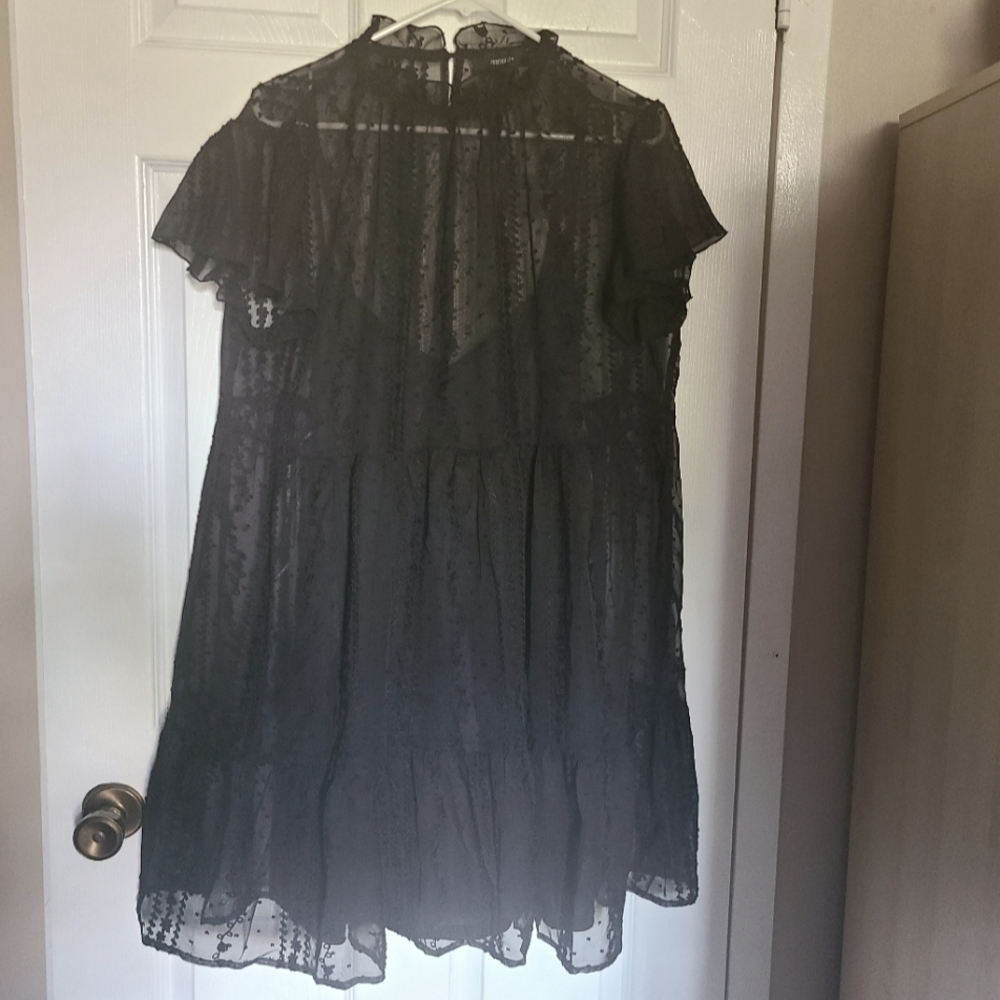 Black sheer overlay dress size 0X